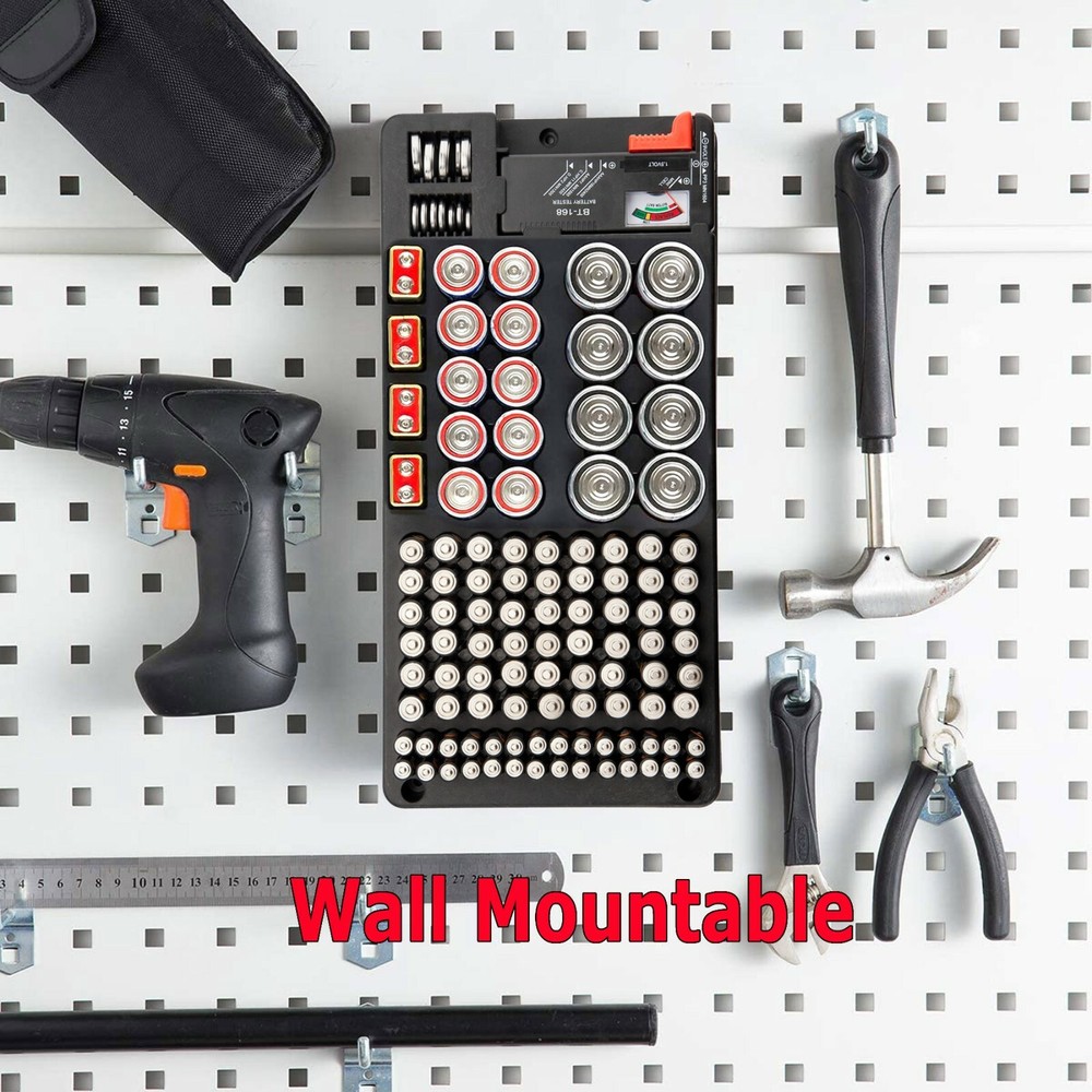 Battery Storage Organizer Case with Removable Tester for AAA AA 9V C D Batteries