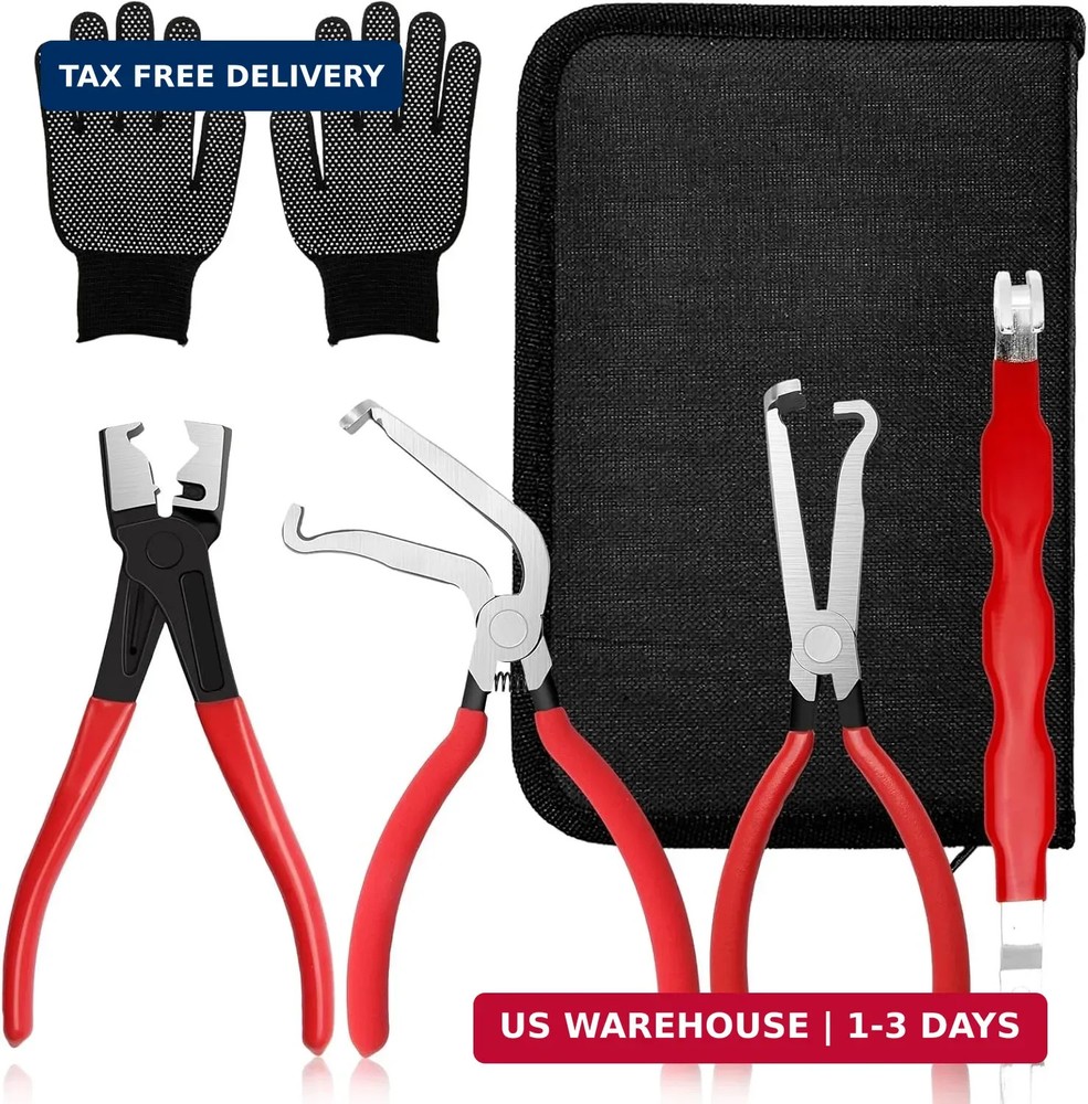 5-Pcs Kit Electrical Disconnect Pliers Set with Gloves - Auto Connector Tool for