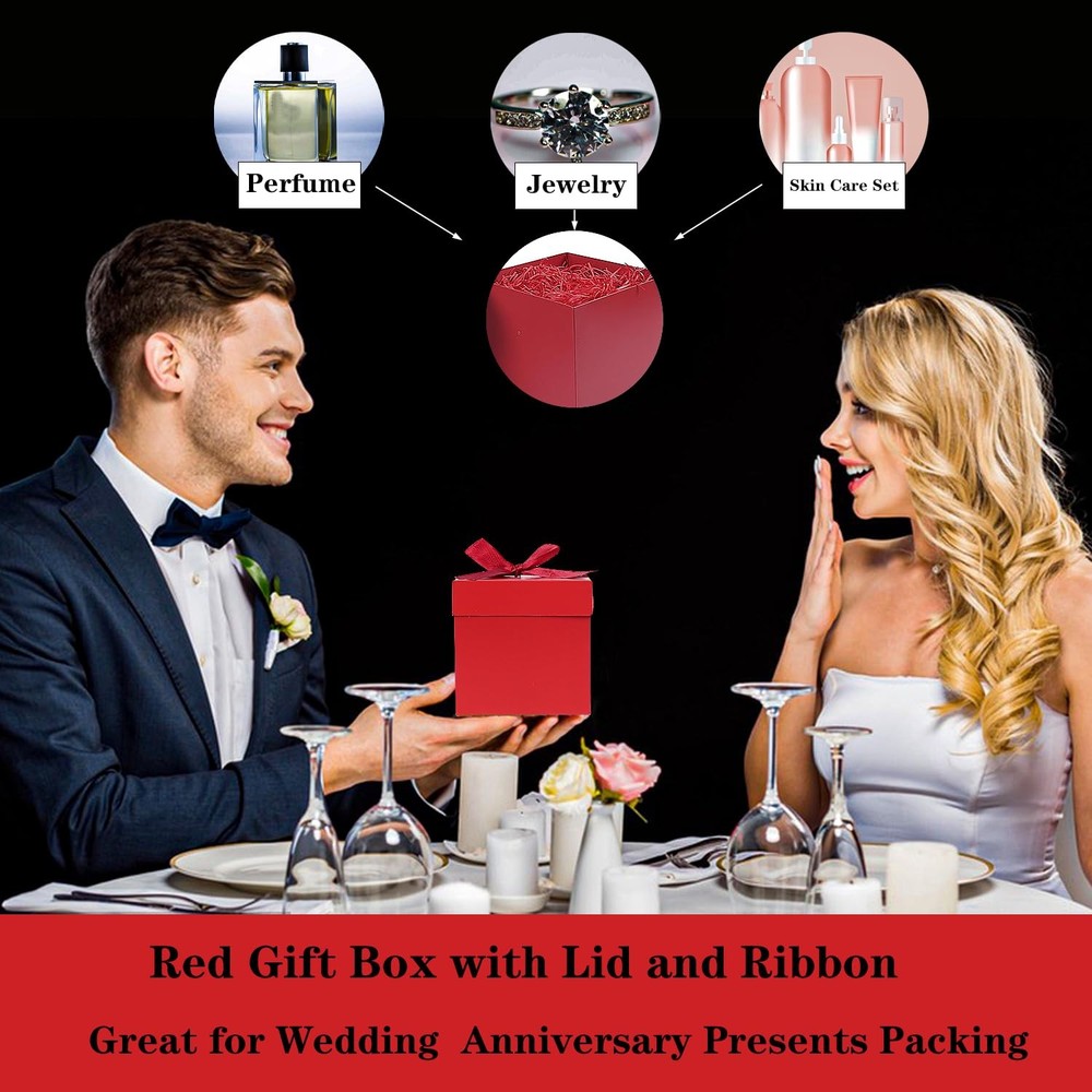 Elephant-package 12Pack Small Gift Boxes with Lids, Red Gift Boxes with Ribbo...