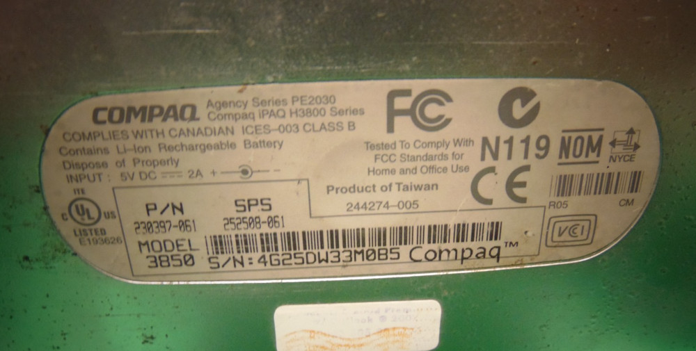 PALMARE iPAQ - COMPAQ H3800 (3850) - WORKING