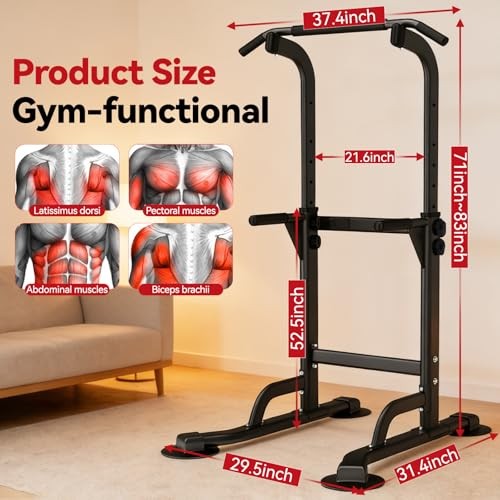 Power Tower Pull Up Dip Station Foldable, Pull Up Bar Station Black-04