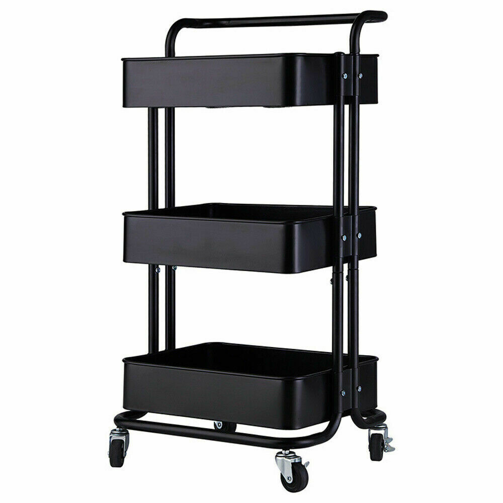 3-Tier Home Kitchen Storage Utility Cart Tool Book Organizer