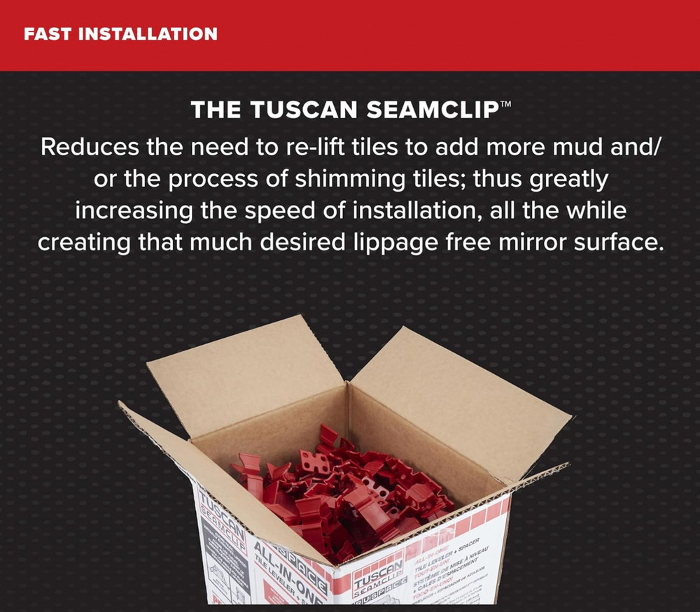 Tuscan Leveling System - White SeamClips - 1000 Pieces