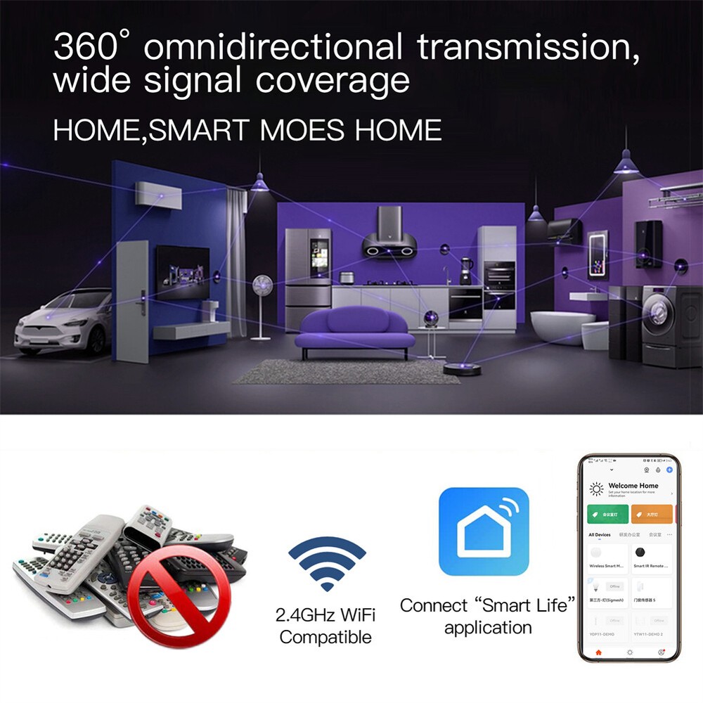 MOES WiFi 2in1 Wireless Multi-Mode Gateway Hub + Universal IR Remote Controller