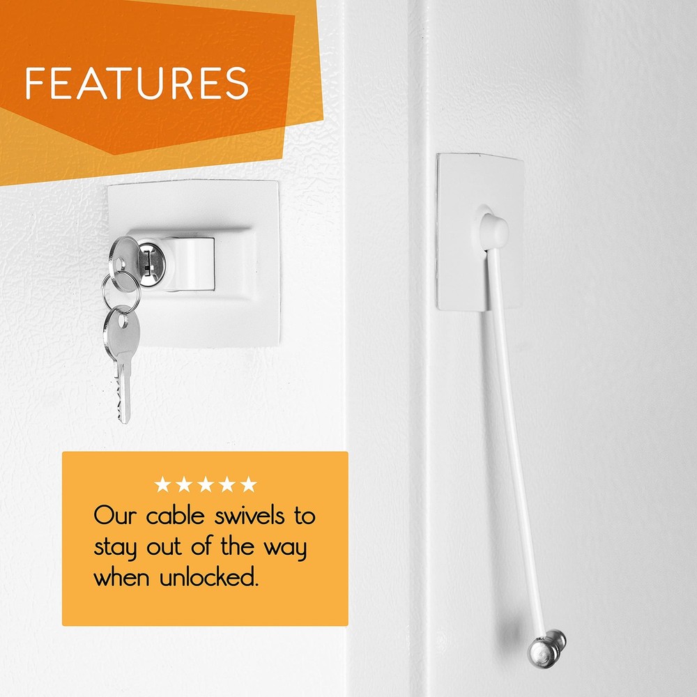 2-Pack Premium Refrigerator Lock with Built-in Keyed Lock (2-Pack White)