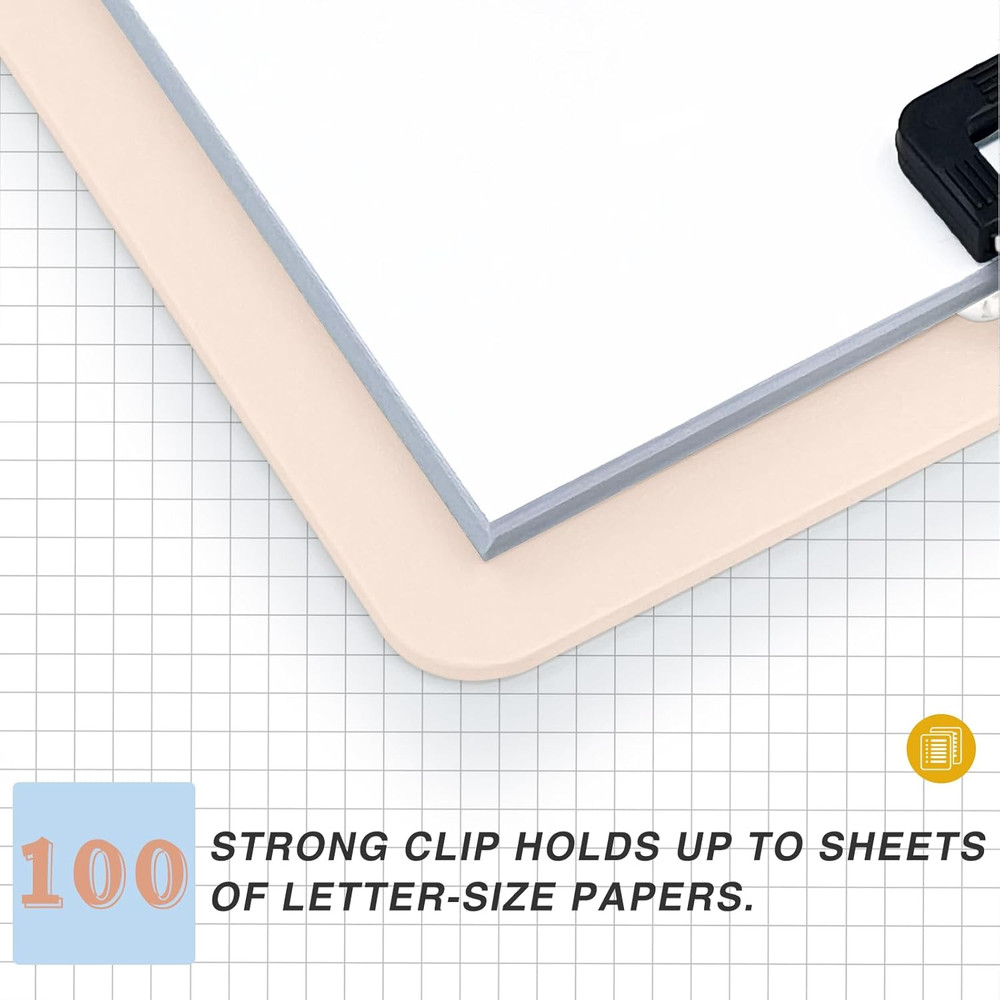 4 Pack Plastic Clipboards Multiple Colors Clip Boards with Low Profile Metal Cli