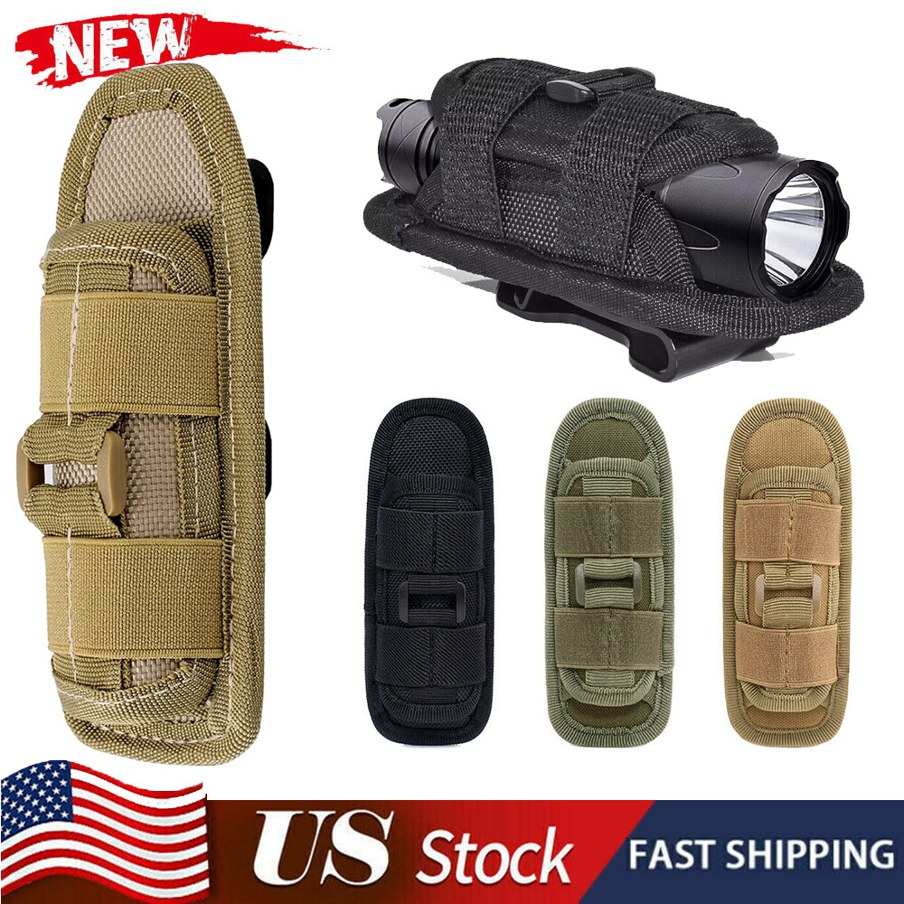 Tactical Molle Flashlight Holder Belt Holster Flashlight Pouch Torch Carry Case