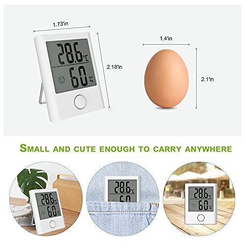 BALDR Digital Mini Hygrometer & Indoor Thermometer - 2 Pack, White x 2
