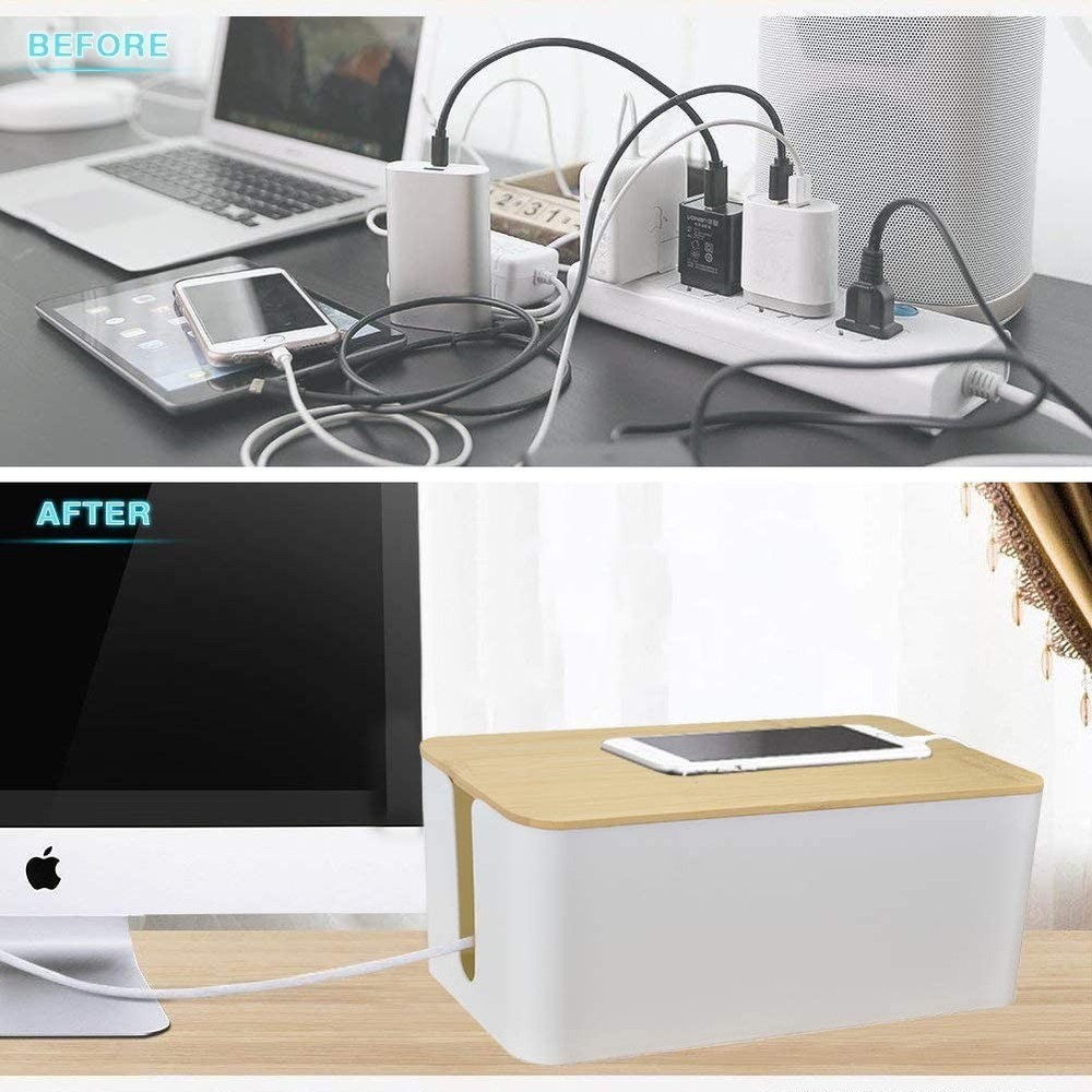 Cable Management Boxes Organizer, Lid, Large Storage Wires Keeper Holder for ...