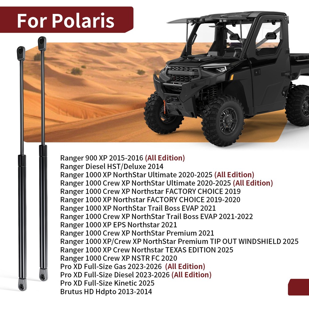 2PCS Front Windshield Lift Support Windshield Tipout For Polaris Ranger 900 1000