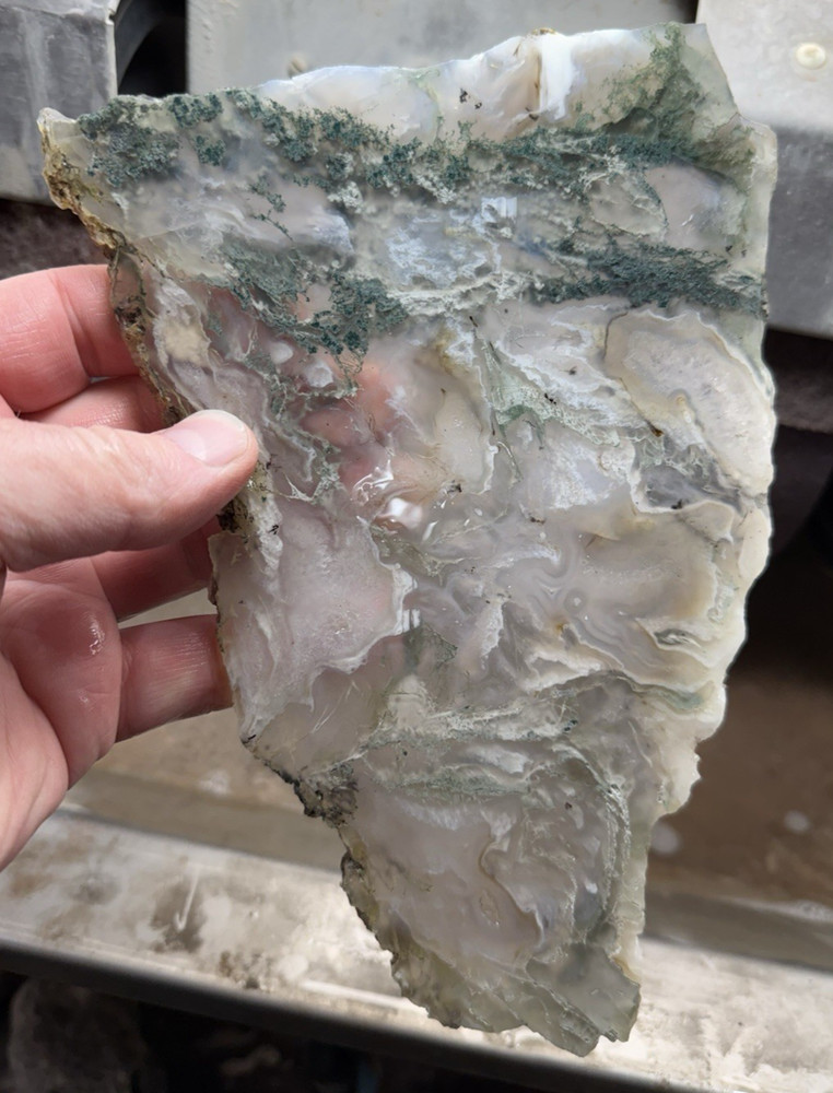 Green moss agate India slab Cabbing Lapidary
