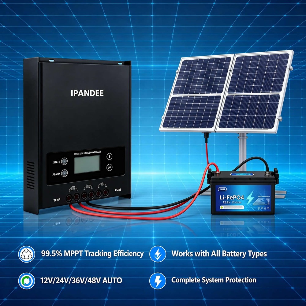 12V/24/36/48V Auto 100A MPPT Solar Charge Controller Panel Battery LCD Regulator