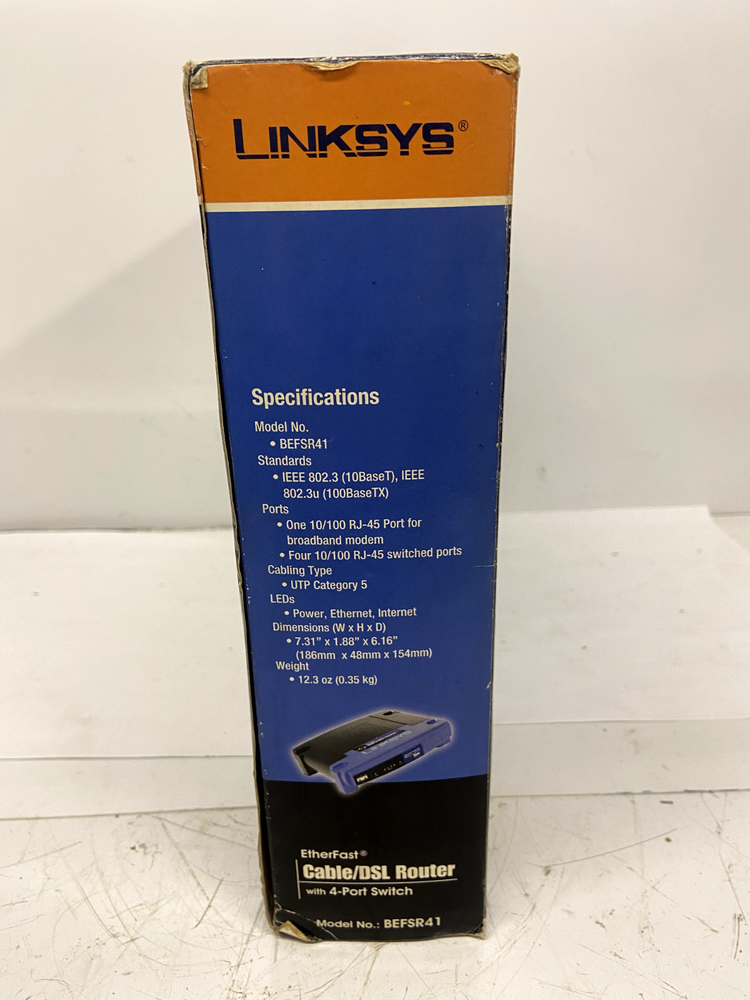 LINKSYS 4 Port Cable EtherFast Switch DSL Router BEFSR41 Computer Network