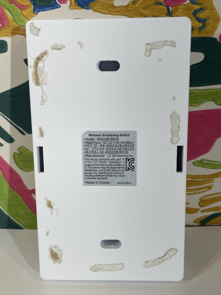LG Electronics RCA Wireless Scheduling Switch 9SSA2B1B520 Wall Dimmer Switch