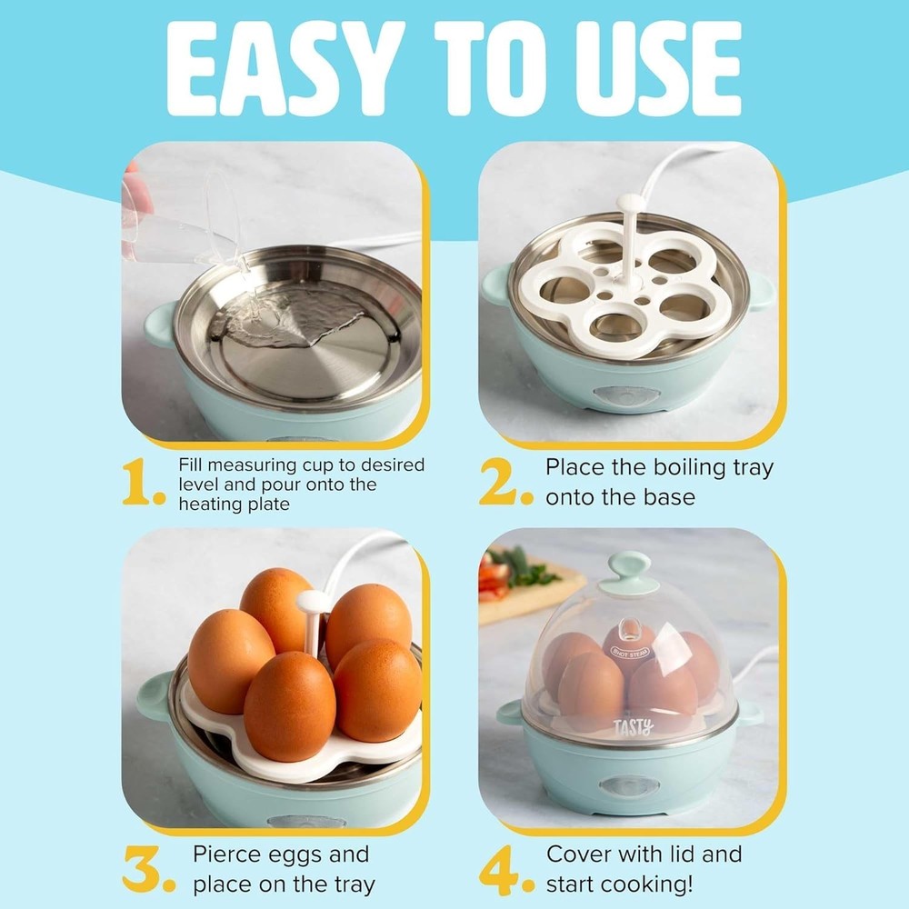Ultimate Mini Egg Cooker - 5-Egg Capacity for Flawless Eggs & Omelets, Aqua
