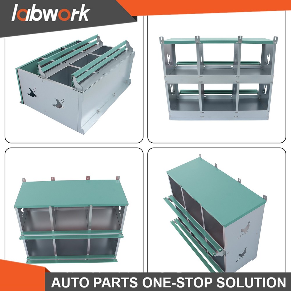 Labwork 6-Compartment Metal Poultry Nesting Box Wall Mount Easy Egg Collection