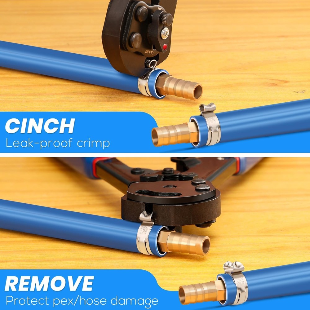 2 IN 1 Ratchet Pex Crimping Tool Cinch and Remove Combo Function Pex Pipe Crimp