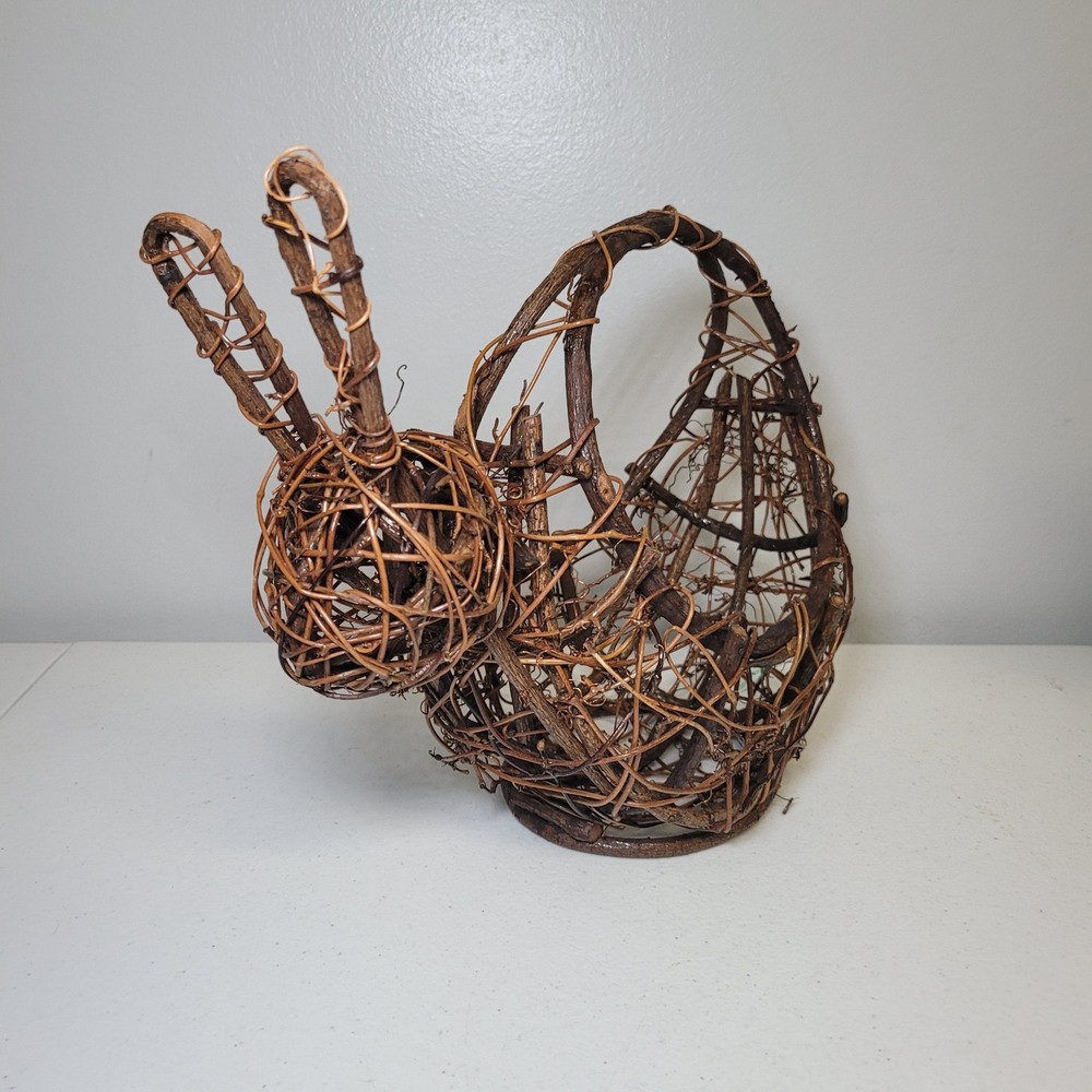 Rustic Bunny Rabbit Basket Egg Holder Grapevine Twig Easter Farmhouse Decor 10in