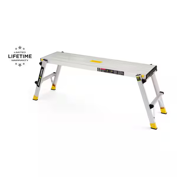 Gorilla Ladders Work Platform Aluminum Folding Step Bench 4ft 300lb Heavy Duty