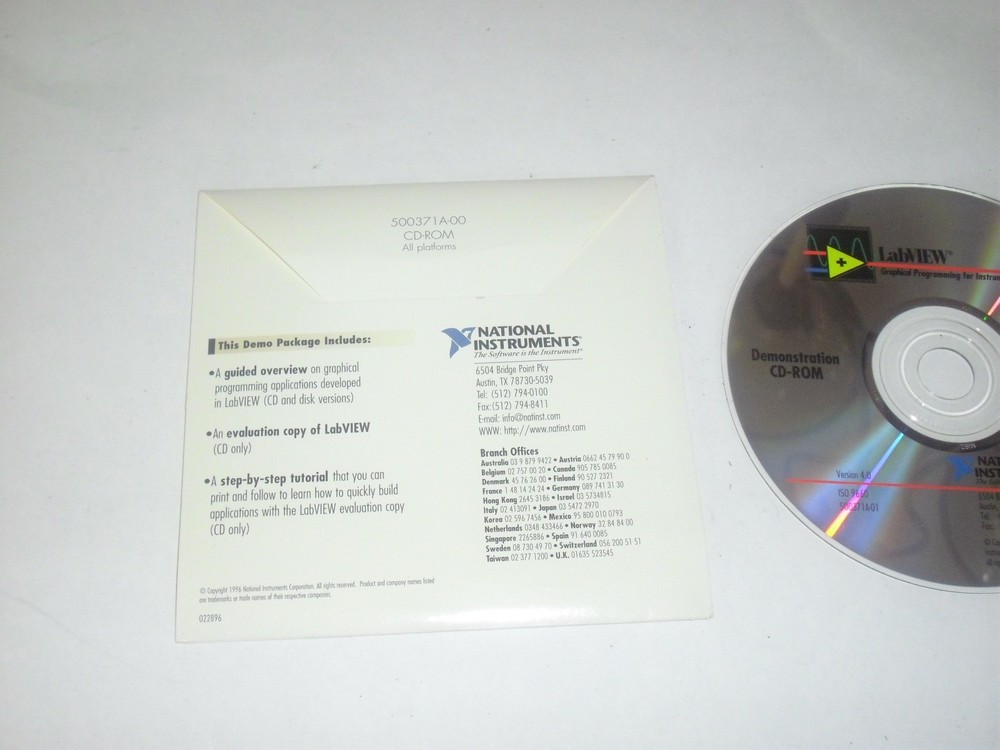 National Instruments NI Demonstration Package CD-ROM 1996 for Windows, Mac, Unix
