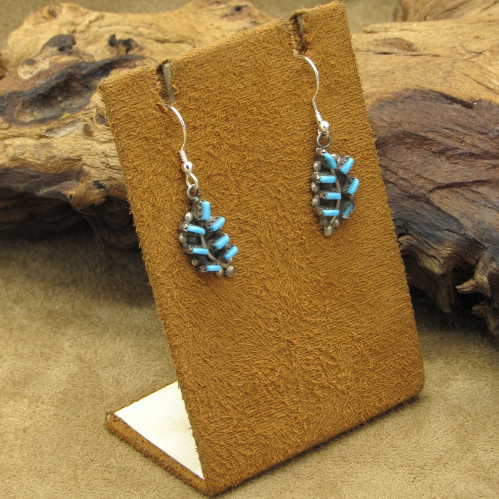 Sterling Silver and Block Turquoise Wire Dangle earrings
