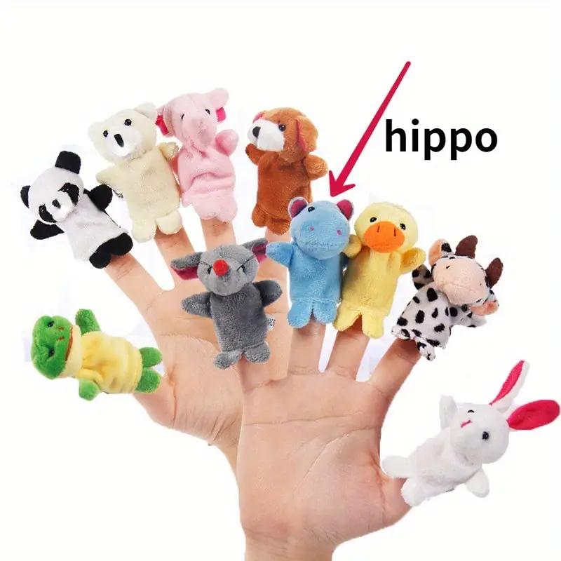 Plush Animal Finger Puppet - New - Hippo