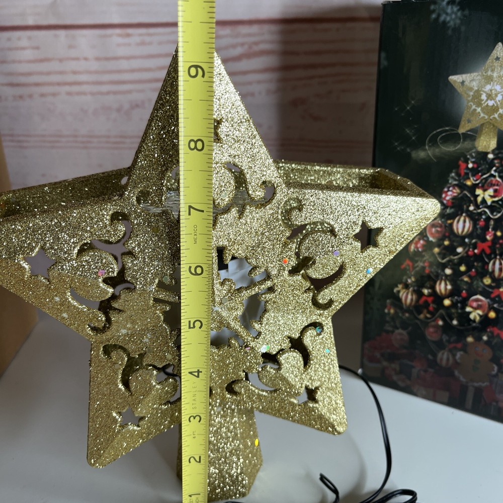 Gold Glitter Star LED Projector Christmas Tree Topper