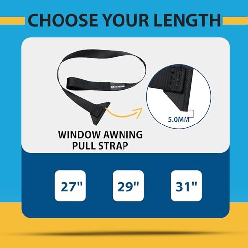 RV Camper Window Awning Pull Strap. Replacement Strap Made with UV 31"