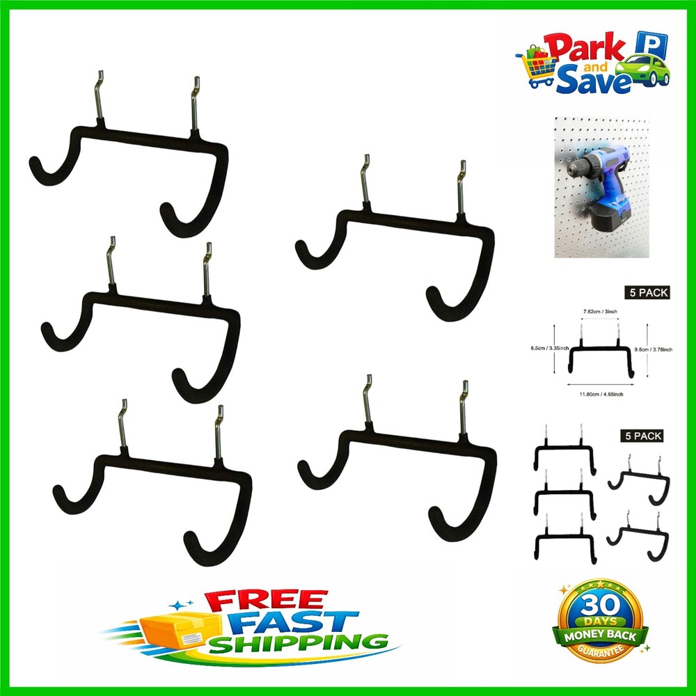 5PCS Multi-Purpose Pegboard Tool Holders with Heavy Duty Hooks for Home Projects