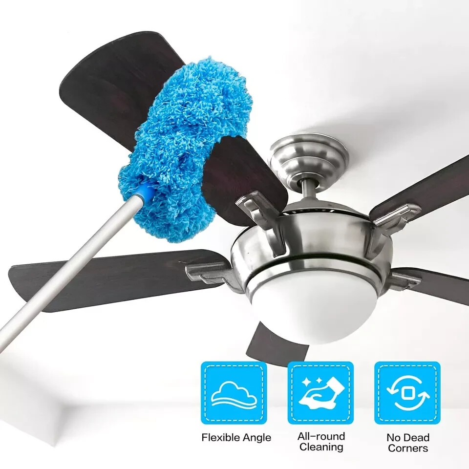 Ceiling Fan Cleaner Duster Reusable Microfiber Blade Blue