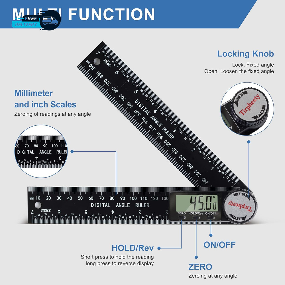 Digital Angle Finder Protractor 3Rd Generation Quick Display Angle Gauge Ruler
