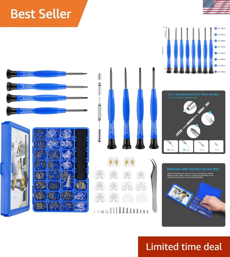 Portable Magnetic Eyeglass Repair Tool Kit with Multi-Functional Keychain
