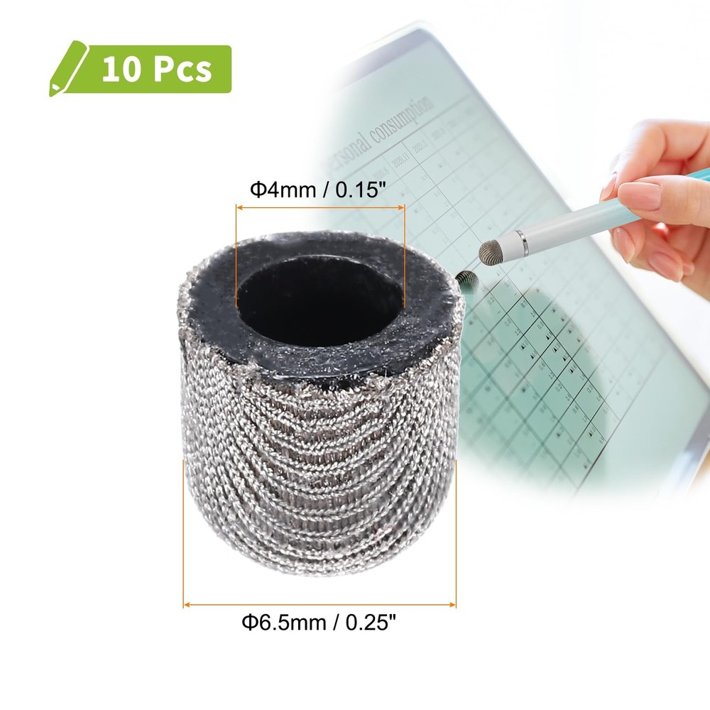 Replacement Fiber Mesh Tips Stylus Pen 6.5mm Capacitive Touch Screen 10 PCS