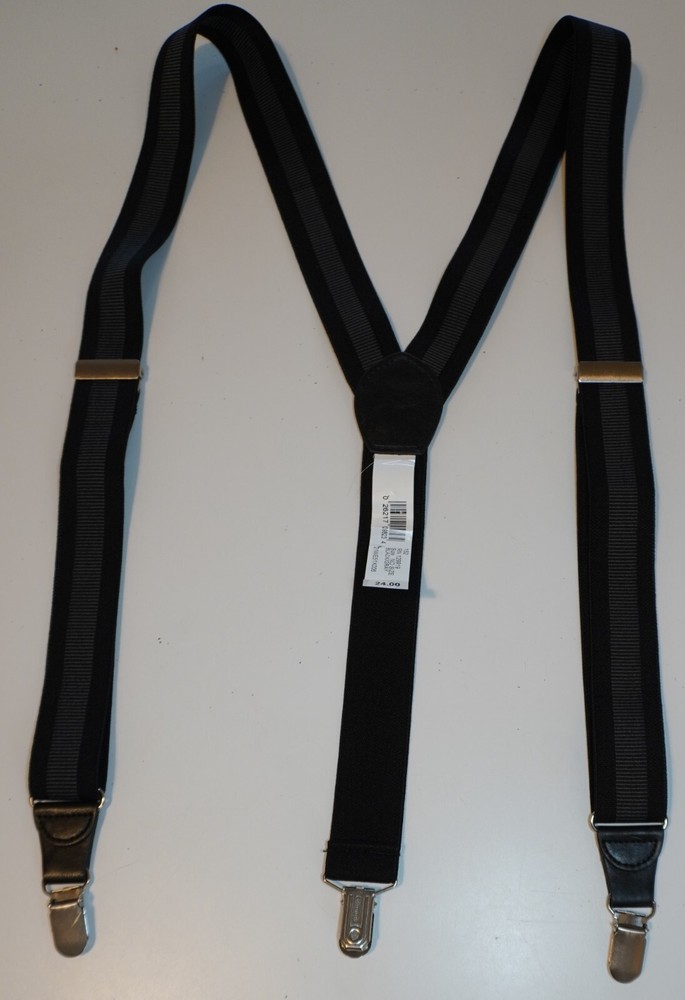 MEN'S BLACK/GRAY SUSPENDERS ONE SIZE