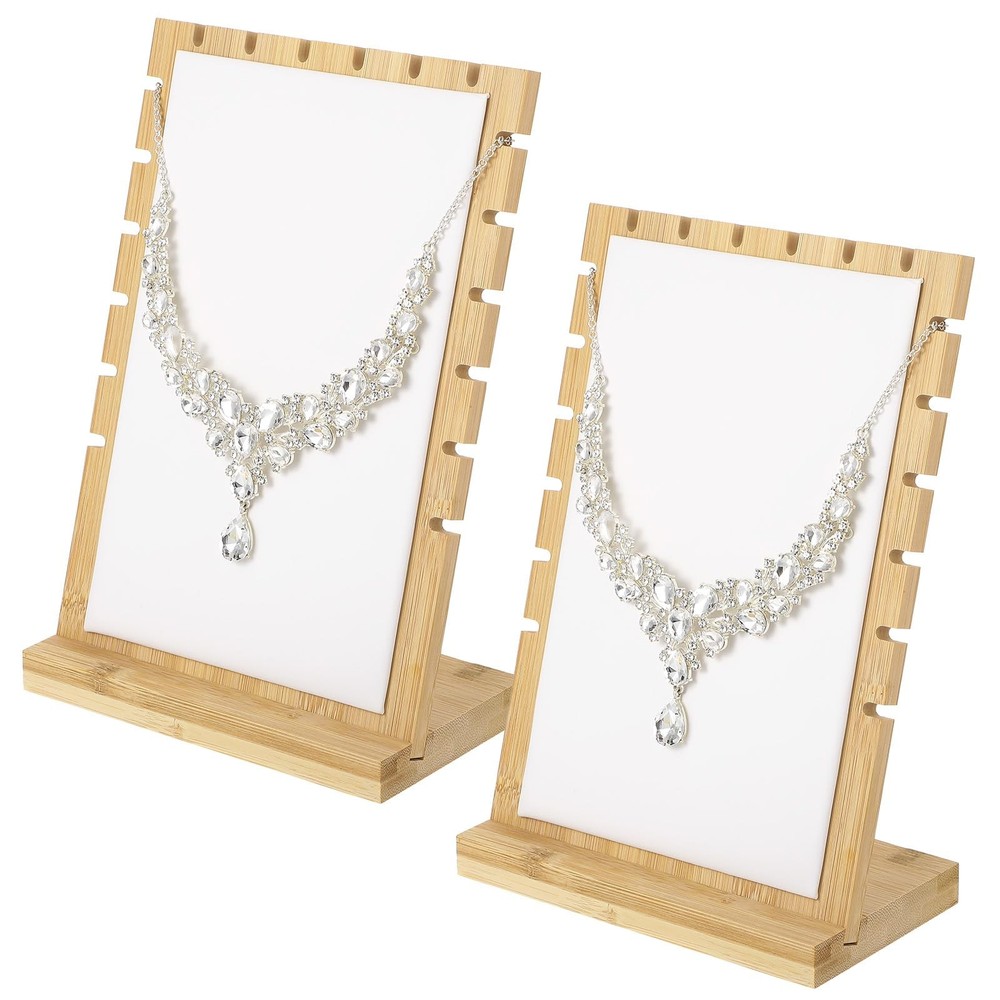 2-Pack Jewelry Display Stands with PU Panel & Multi-Rung Design – Detachable ...