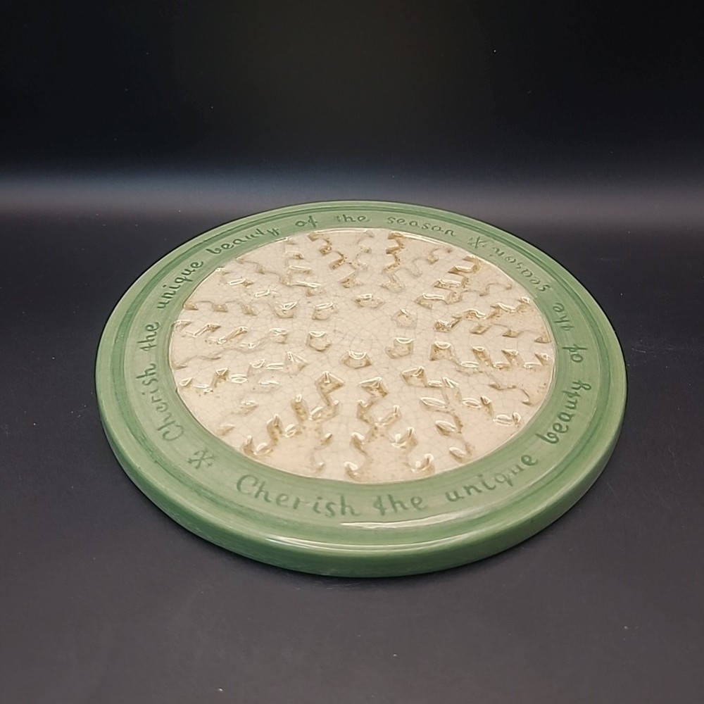 Christmas Snowflake Ceramic Plate Trivet - Russ 6 In.