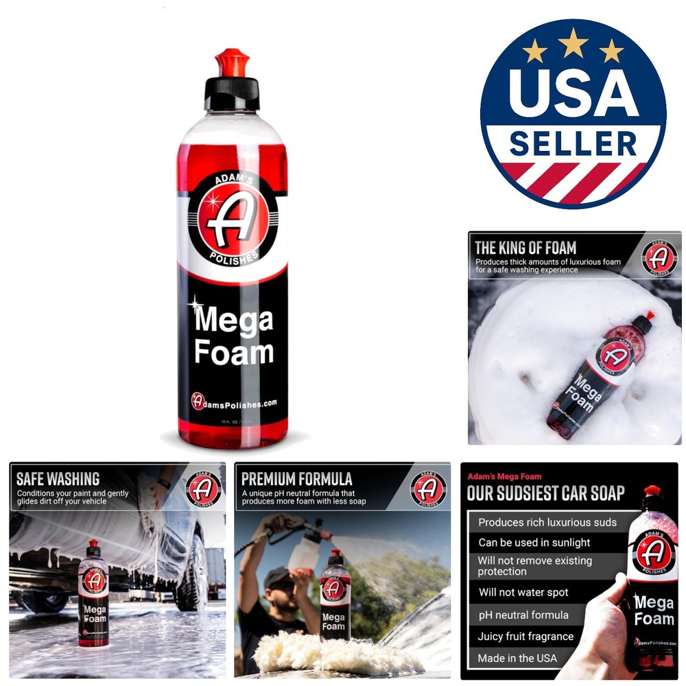Adam's 16oz Mega Foam Shampoo - Advanced pH Neutral Clean Without Stripping