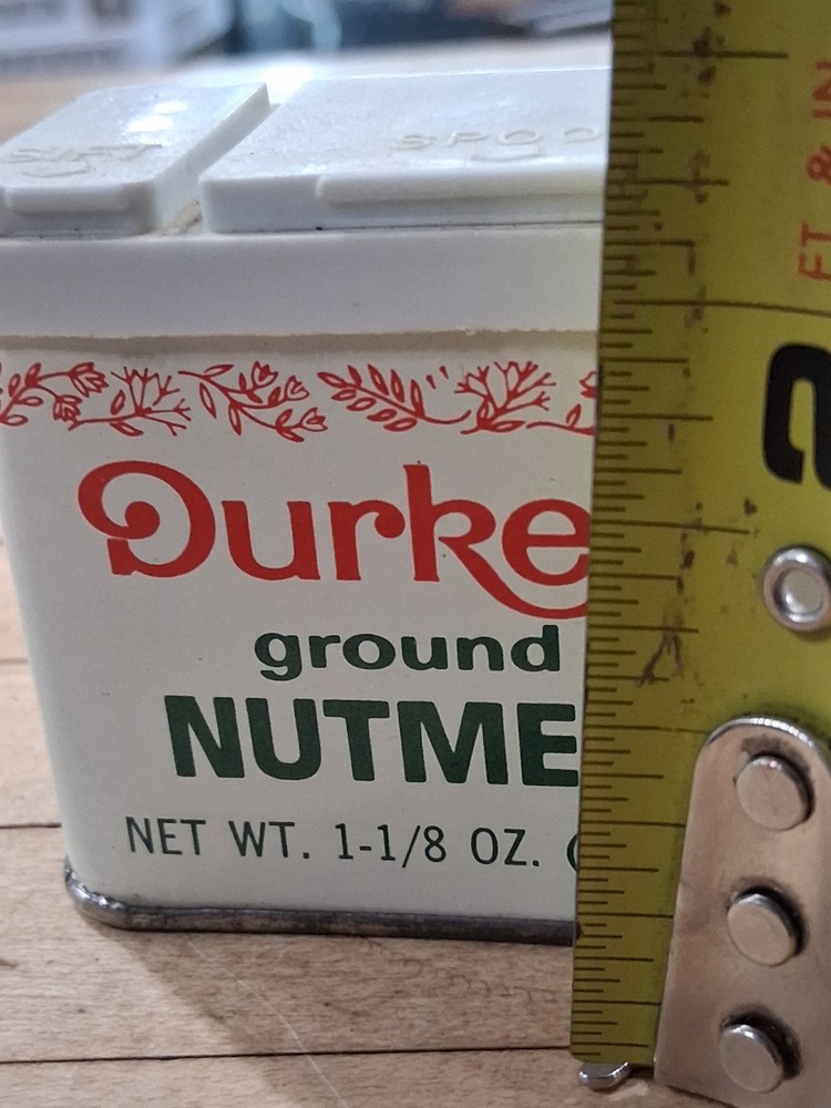 Durkee Ground Nutmeg Vintage Spice Tin Dual Lid Kitchen Container