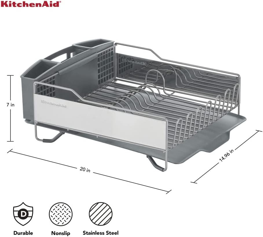 Kitchenaid Large Capacity Full Size Rust Resistant Dish Rack with Angled Drain B