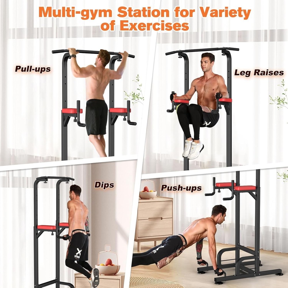 Sturdy 400 lbs Capacity Power Tower for Pull Ups and Dips - Home Gym Essential
