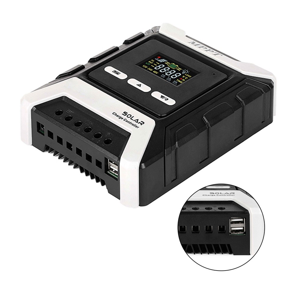 12/24/48V MPPT PWM Solar Charge Controller Panel Battery Regulator Dual USB