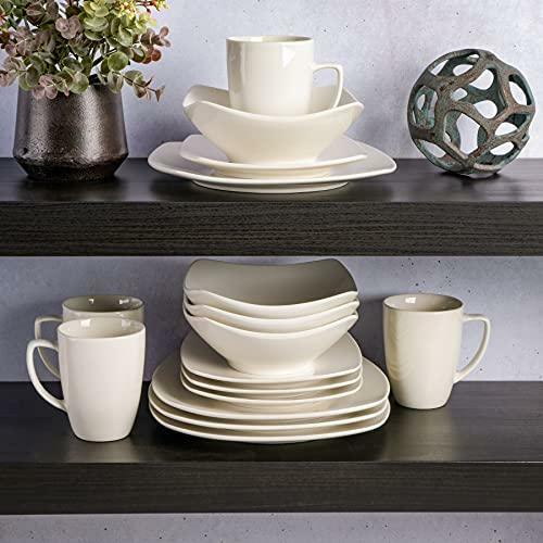 Gibson Home Zen Buffet Dinnerware Set, Service for 4 (16pcs), White (Square)