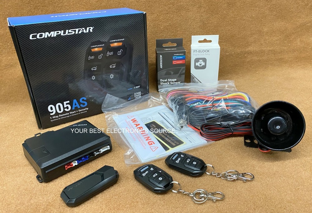 NEW Compustar CS905-AS 1-Way Remote Start & Security System w/ 4 Button Remotes