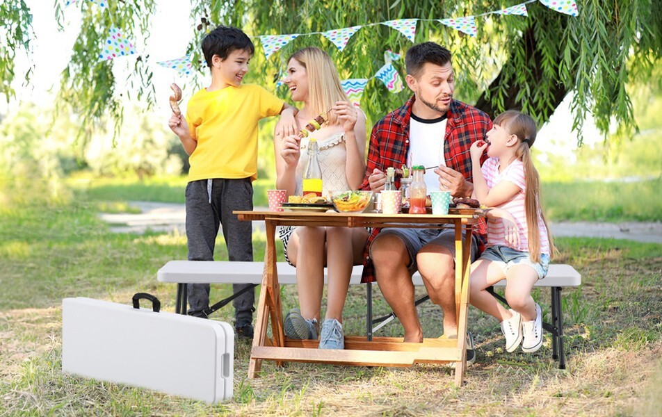 6 ft Plastic Folding Bench, Portable Foldable Bench Seating with Handle