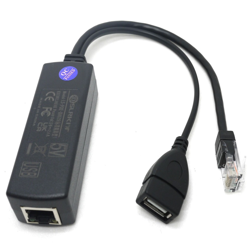 2pcs 48V to 5V 2.4A USB Active PoE Splitter for IP Camera Raspberry Pi 4/3B+