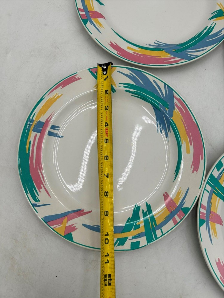 4) TIENSHAN DINNER PLATES TIE57 ABSTRACT BRUSH STROKES