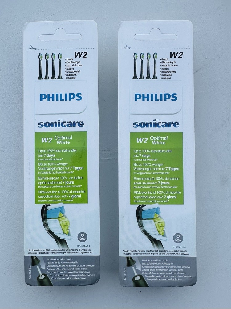 2 Pack Philips Sonicare W2 Replacement 8 Brush Heads Black