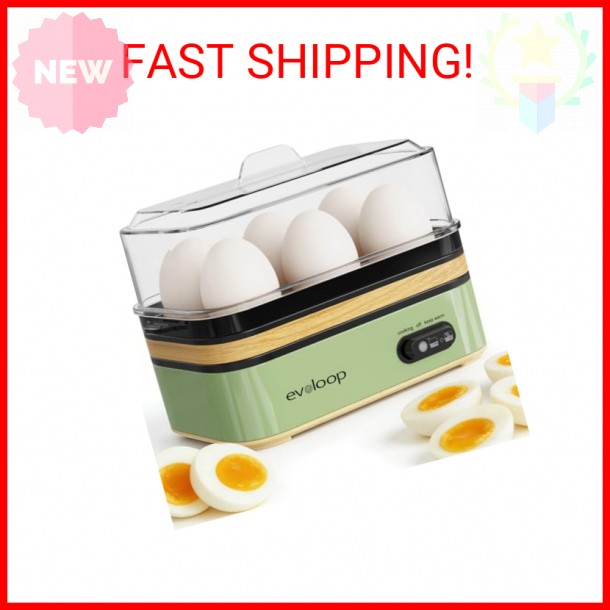 Evoloop Rapid Egg Cooker Electric 6 Eggs Capacity, Soft, Medium, Hard Boiled, Po