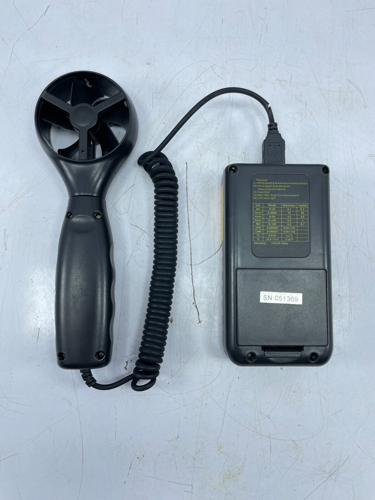 Tecman Model TD826 Digital Anemometer Air Flow LCD Wind Speed Meter Thermometer