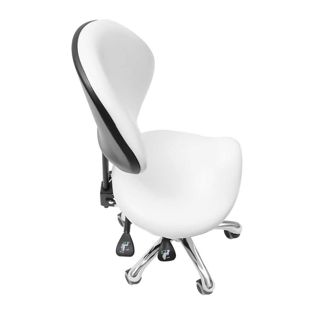 Ergonomic Saddle Stool with Adjustable Backrest for Comfort and Mobility